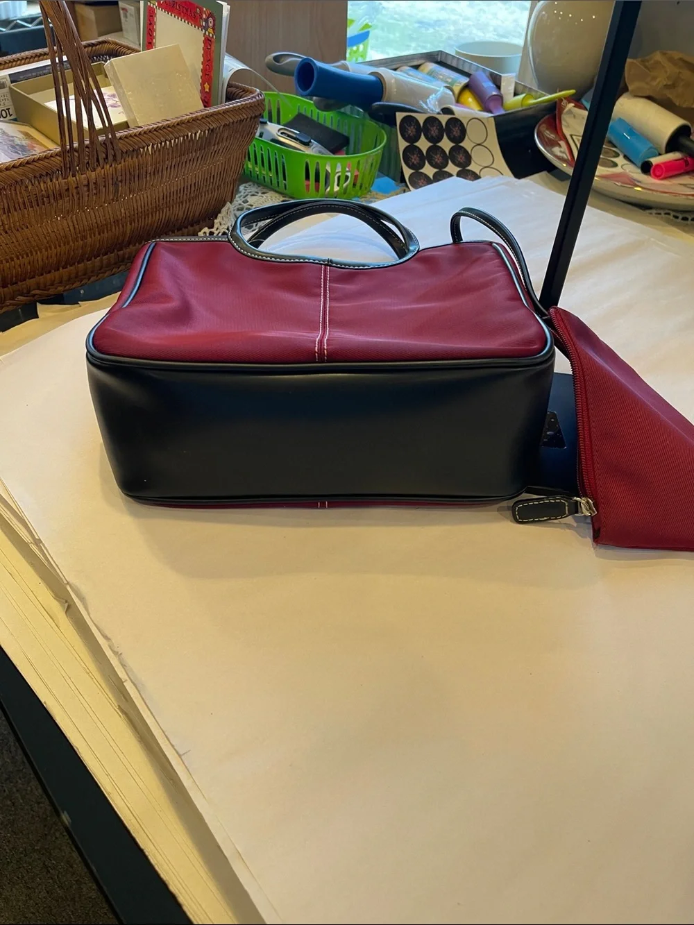Charter Club Women’s Burgundy Tote Bag with Black Trim